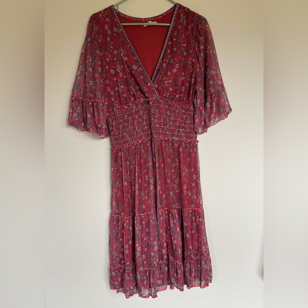 Max Studio Floral Sheer Midi Dress